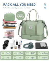BAGAIL Travel Duffel Bag, Weekender Bags for Women, Overnight Gym Carry On Tote Bag with Wet Pocket, Hospital Mom Bag for Labor and Delivery - Extra Large Set, Beige Diyouth DUFFEL_BAG