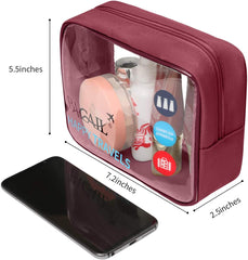 BAGAIL TSA Approved 3-1-1 Quart Sized Clear Toiletry Bag Carry-On Cosmetics Bag Burgundy Bagail