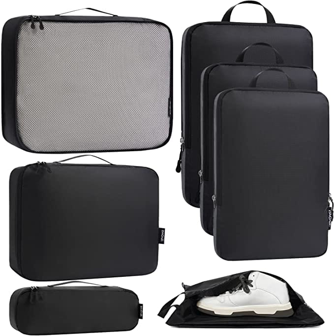 Bagail Ultralight Packing Cubes 7 Set, 3 Compression Packing Cubes 3 Packing Organizers With 1 Shoe Bag BAGAIL STORAGE_BAG 黑色