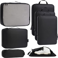 Bagail Ultralight Packing Cubes 7 Set, 3 Compression Packing Cubes 3 Packing Organizers With 1 Shoe Bag BAGAIL STORAGE_BAG 黑色