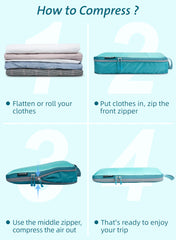 Bagail Ultralight Packing Cubes 7 Set, 3 Compression Packing Cubes 3 Packing Organizers With 1 Shoe Bag-Beige Mesh Bagail STORAGE_BAG