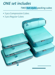 Bagail Ultralight Packing Cubes 7 Set, 3 Compression Packing Cubes 3 Packing Organizers With 1 Shoe Bag-Beige Mesh Bagail STORAGE_BAG