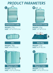 Bagail Ultralight Packing Cubes 7 Set, 3 Compression Packing Cubes 3 Packing Organizers With 1 Shoe Bag-Beige Mesh Bagail STORAGE_BAG