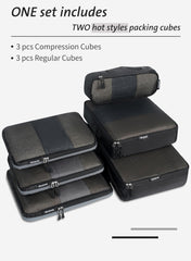 Bagail Ultralight Packing Cubes 7 Set, 3 Compression Packing Cubes 3 Packing Organizers With 1 Shoe Bag-Beige Mesh Bagail STORAGE_BAG
