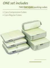 Bagail Ultralight Packing Cubes 7 Set, 3 Compression Packing Cubes 3 Packing Organizers With 1 Shoe Bag-Beige Mesh Bagail STORAGE_BAG