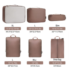Bagail Ultralight Packing Cubes 7 Set, 3 Compression Packing Cubes 3 Packing Organizers With 1 Shoe Bag-Beige Mesh Bagail STORAGE_BAG