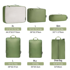 Bagail Ultralight Packing Cubes 7 Set, 3 Compression Packing Cubes 3 Packing Organizers With 1 Shoe Bag-Beige Mesh Bagail STORAGE_BAG