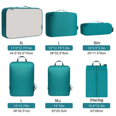 Bagail Ultralight Packing Cubes 7 Set, 3 Compression Packing Cubes 3 Packing Organizers With 1 Shoe Bag-Beige Mesh Bagail STORAGE_BAG