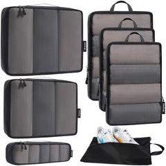 Bagail Ultralight Packing Cubes 7 Set, 3 Compression Packing Cubes 3 Packing Organizers With 1 Shoe Bag-Beige Mesh Bagail STORAGE_BAG Beige / Mesh Pattern