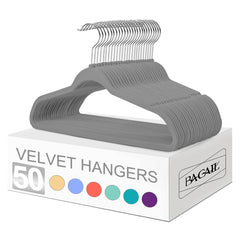 BAGAIL Velvet Hangers 50 Pack, Non Slip 360 Degree Swivel Hook Strong and Durable Clothes Hangers for Coats, Suit, Shirt Dress, Pants & Dress Clothes(Black, 50 Pack) BAGAIL CLOTHES_HANGER Gray / 50 Pack