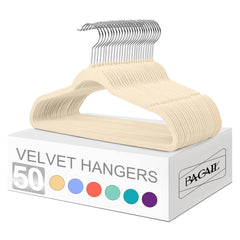 BAGAIL Velvet Hangers 50 Pack, Non Slip 360 Degree Swivel Hook Strong and Durable Clothes Hangers for Coats, Suit, Shirt Dress, Pants & Dress Clothes(Black, 50 Pack) BAGAIL CLOTHES_HANGER Ivory / 50 Pack