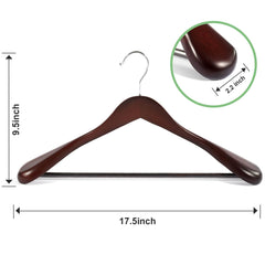BAGAIL Wooden Hangers with Non-Slip Pants Bar, Smooth Finish Suit Hanger, Wide Shoulder and 360 Swivel Hook, Heavy Duty Coat and Jacket Hangers (6 Pack, Walnut) BAGAIL CLOTHES_HANGER Walnut / 6 Pack