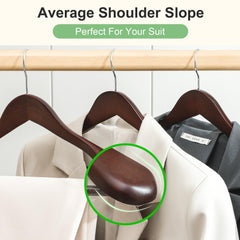 BAGAIL Wooden Hangers with Non-Slip Pants Bar, Smooth Finish Suit Hanger, Wide Shoulder and 360 Swivel Hook, Heavy Duty Coat and Jacket Hangers (6 Pack, Walnut) BAGAIL CLOTHES_HANGER Walnut / 6 Pack