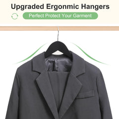 BAGAIL Wooden Hangers with Non-Slip Pants Bar, Smooth Finish Suit Hangers, Wide Shoulder and 360°Swivel Hook, Heavy Duty Coat Hangers for Jackets, Pants (6Pack, Black) BAGAIL CLOTHES_HANGER Black / 6 Pack