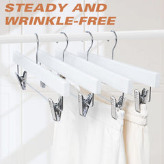 BAGAIL Wooden Pants Hangers with Adjustable Clips, 360°Swivel Hook Space Saving Skirt Holders with Anti-Rust Clips for Trousers, Jeans, Shorts (10Pack Black) BAGAIL CLOTHES_HANGER