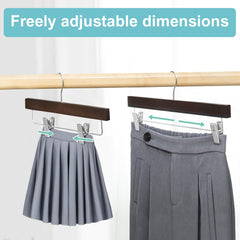 BAGAIL Wooden Pants Hangers with Adjustable Clips, 360°Swivel Hook Space Saving Skirt Holders with Anti-Rust Clips for Trousers, Jeans, Shorts (10Pack Black) BAGAIL CLOTHES_HANGER