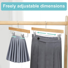 BAGAIL Wooden Pants Hangers with Adjustable Clips, 360°Swivel Hook Space Saving Skirt Holders with Anti-Rust Clips for Trousers, Jeans, Shorts (10Pack Black) BAGAIL CLOTHES_HANGER