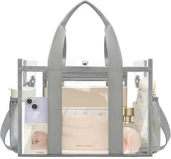 Clear bags Stadium Approved Clear Tote Bag with Zipper Closure Crossbody Messenger Shoulder Bag with Adjustable Strap BAGAIL HANDBAG ToteBag-Grey