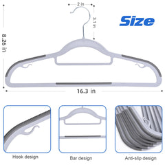 Heavy Duty Standard Plastic Hangers 50 Pack with Non-Slip Design,360°Swivel Hook Space Saving Organizers for Bedroom Closet,Shirts,Pants,Strong Enough for Coat(Beige) BAGAIL CLOTHES_HANGER