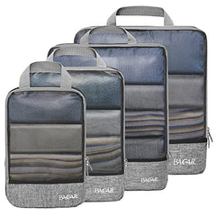 BAGAIL 4 Set/5 Set/6 Set Compression Packing Cubes Travel Expandable Packing Organizers BAGAIL STORAGE_BAG Grey