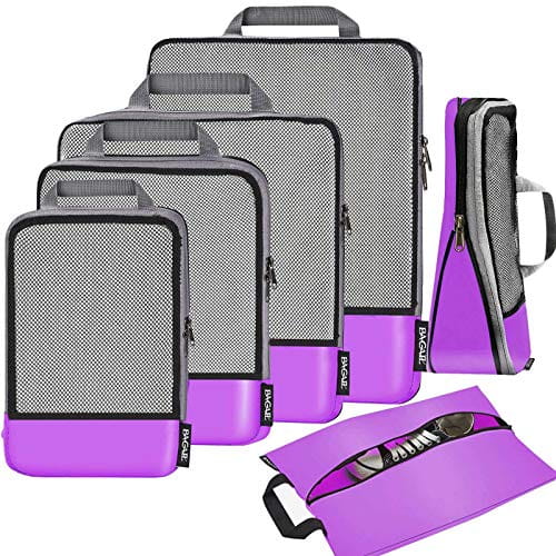 4pcs/set Portable Luggage Travel Storage Bag Suitcase Organizer Set extensible Packing Mesh Bags for Clothing Underwear Shoes,Packing Cubes, Size