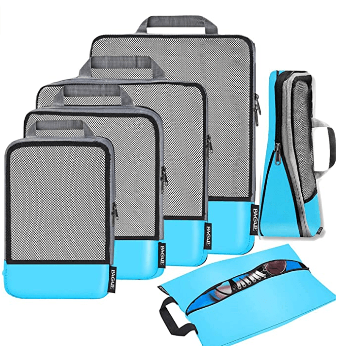 40D Compression Nylon Packing Cubes Ultralight Travel Expandable Packing  Organizers(5Set ) - Teal