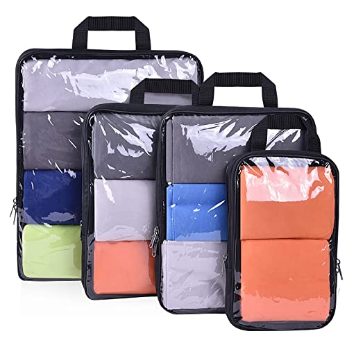 BAGAIL 4 Set/6 Set Compression Packing Cubes Travel Expandable Packing Organizers BAGAIL STORAGE_BAG The clear