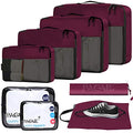 BAGAIL 8 Set Packing Cubes Luggage Packing Organizers for Travel Accessories BAGAIL STORAGE_BAG 8 Set Burgundy