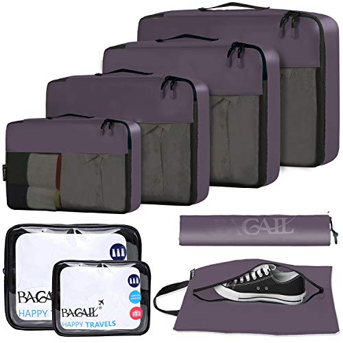 BAGAIL 8 Set Packing Cubes Luggage Packing Organizers for Travel Accessories BAGAIL STORAGE_BAG 8 Set Dark Grey
