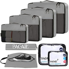 BAGAIL 8 Set Packing Cubes Luggage Packing Organizers for Travel Accessories BAGAIL STORAGE_BAG 8 Set Grey