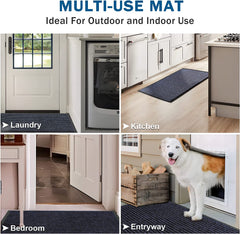 BAGAIL BASICS Door Mat 2-Pack, Indoor Outdoor Doormat Entryway Mats Front Porch Doormats, Non-Slip Dirt-Resistant Entrance Rug, Easy Clean and Durable - 36*24 inches, Steel Grey BAGAIL BASICS