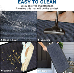BAGAIL BASICS Door Mat 2-Pack, Indoor Outdoor Doormat Entryway Mats Front Porch Doormats, Non-Slip Dirt-Resistant Entrance Rug, Easy Clean and Durable - 36*24 inches, Steel Grey BAGAIL BASICS