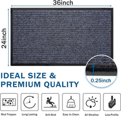 BAGAIL BASICS Door Mat 2-Pack, Indoor Outdoor Doormat Entryway Mats Front Porch Doormats, Non-Slip Dirt-Resistant Entrance Rug, Easy Clean and Durable - 36*24 inches, Steel Grey BAGAIL BASICS