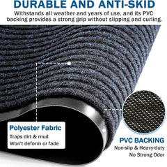BAGAIL BASICS Door Mat 2-Pack, Indoor Outdoor Doormat Entryway Mats Front Porch Doormats, Non-Slip Dirt-Resistant Entrance Rug, Easy Clean and Durable - 36*24 inches, Steel Grey BAGAIL BASICS
