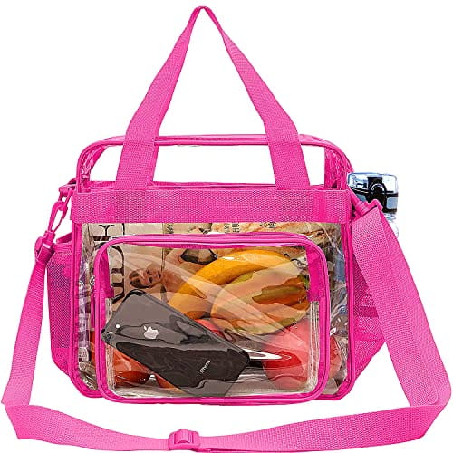 BAGAIL Clear Bag Stadium Approved Tote Bags with Front Pocket and Adjustable Shoulder Strap BAGAIL DRESS Hot Pink