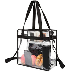 BAGAIL Clear bags Stadium Approved Clear Tote Bag with Zipper Closure Crossbody Messenger Shoulder Bag with Adjustable Strap BAGAIL HANDBAG Black