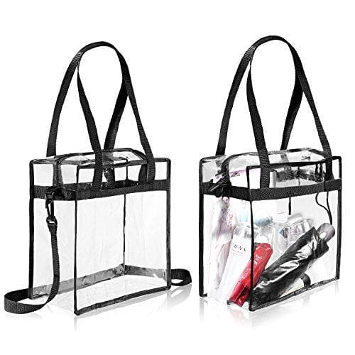 BAGAIL Clear bags Stadium Approved Clear Tote Bag with Zipper Closure Crossbody Messenger Shoulder Bag with Adjustable Strap BAGAIL HANDBAG Black Two Pack