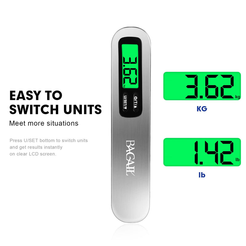 BAGAIL Digital Luggage Scale, 110lbs Hanging Baggage Scale with Backlit LCD Display, Portable Suitcase Weighing Scale, Travel Luggage Weight Scale with Hook, Strong Straps for Travelers BAGAIL WEIGH_SCALE