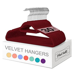 BAGAIL Hangers, Non Slip 360 Degree Swivel Hook Strong and Durable Clothes Velvet Hangers for Coats, Suit, Shirt Dress, Pants & Dress Clothes BAGAIL CLOTHES_HANGER Burgundy / 30 Pack