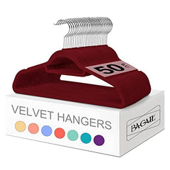 BAGAIL Hangers, Non Slip 360 Degree Swivel Hook Strong and Durable Clothes Velvet Hangers for Coats, Suit, Shirt Dress, Pants & Dress Clothes BAGAIL CLOTHES_HANGER Burgundy / 50 Pack