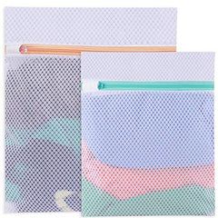 BAGAIL Mesh Laundry Bags,Premium Travel Storage Organization Wash Bags for Blouse, Hosiery, Stocking, Underwear, Bra Lingerie BAGAIL STORAGE_BAG Orange/Blue(1l,1m)