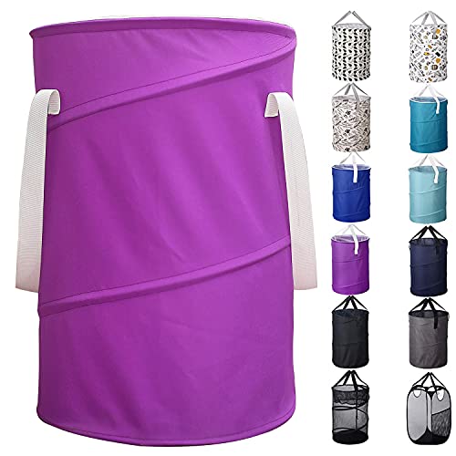 BAGAIL Pop Up Laundry Hamper, Large Capacity Collapsible Drawstring Closure Laundry Storage Basket with Handles BAGAIL LAUNDRY_HAMPER Purple